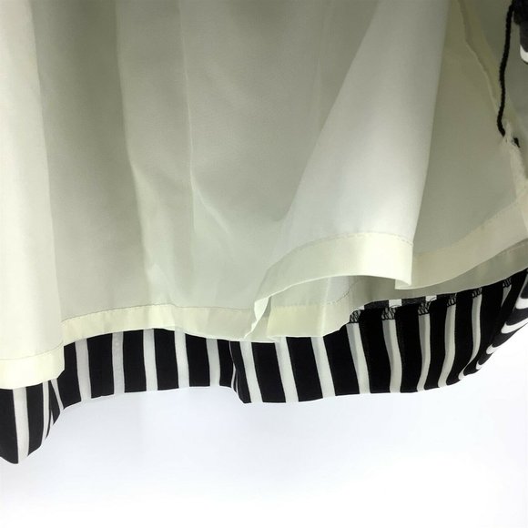 J Crew Women's Size 6 Striped Pleated Skirt Pockets Knee Length Black/White - Picture 3 of 7